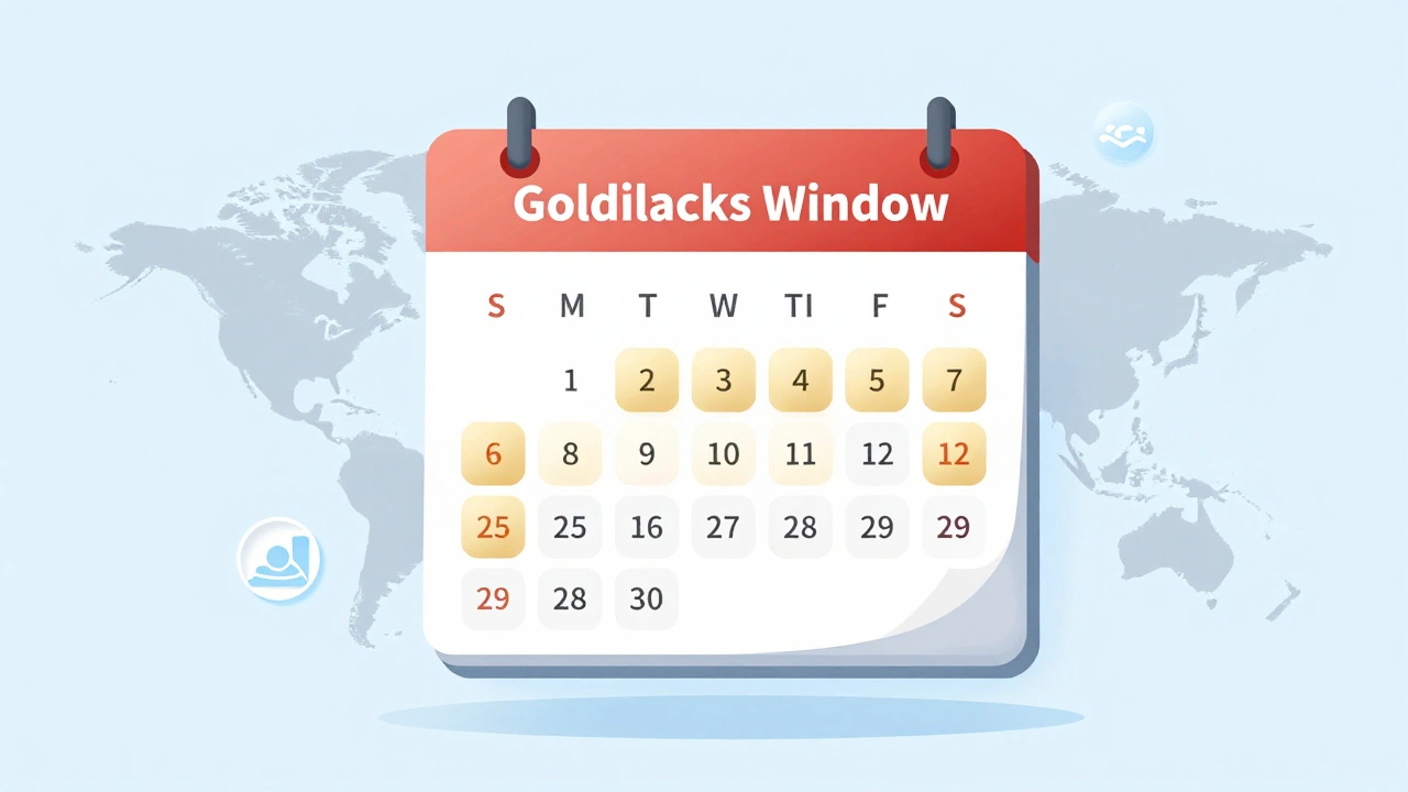 Calendar graphic highlighting optimal flight booking windows