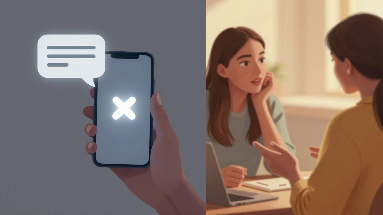 Illustration comparing cold texting vs warm phone call for news