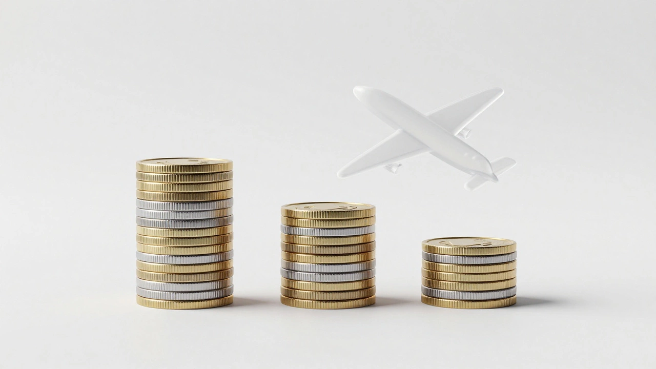 Conceptual illustration of coins representing different holiday payment plans and installments.