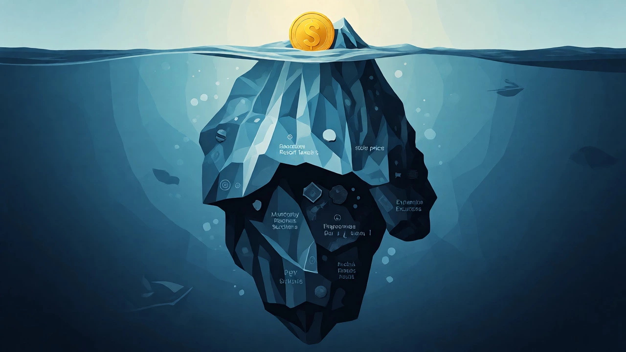 Iceberg concept illustrating hidden travel costs beneath the visible price tag.